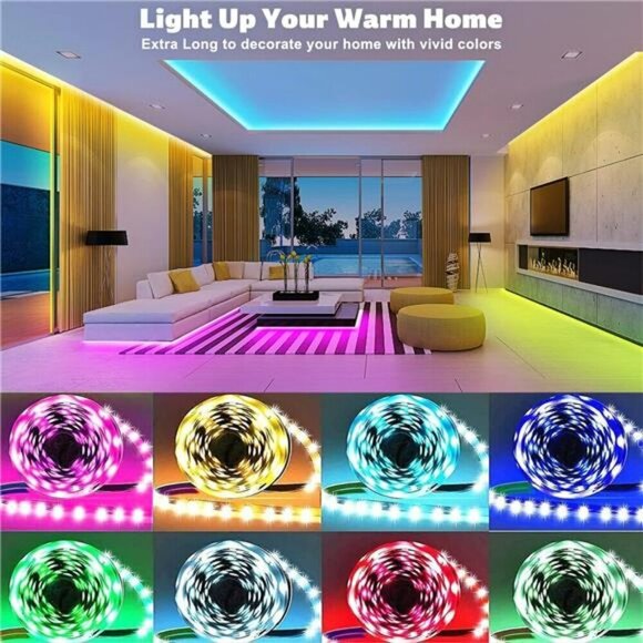 100ft Led Lights for Bedroom 2 Rolls 50ft Smart RGB Led Strip Lights Decoration - Picture 7 of 8